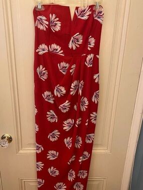 Express Red Strapless Floral Dress